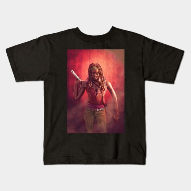 Michonne Kids T-Shirt by cmloweart